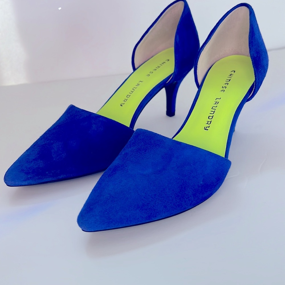 Chinese Laundry Heels Off Beat Blue Suede D’Orsay size 7.5 Pump